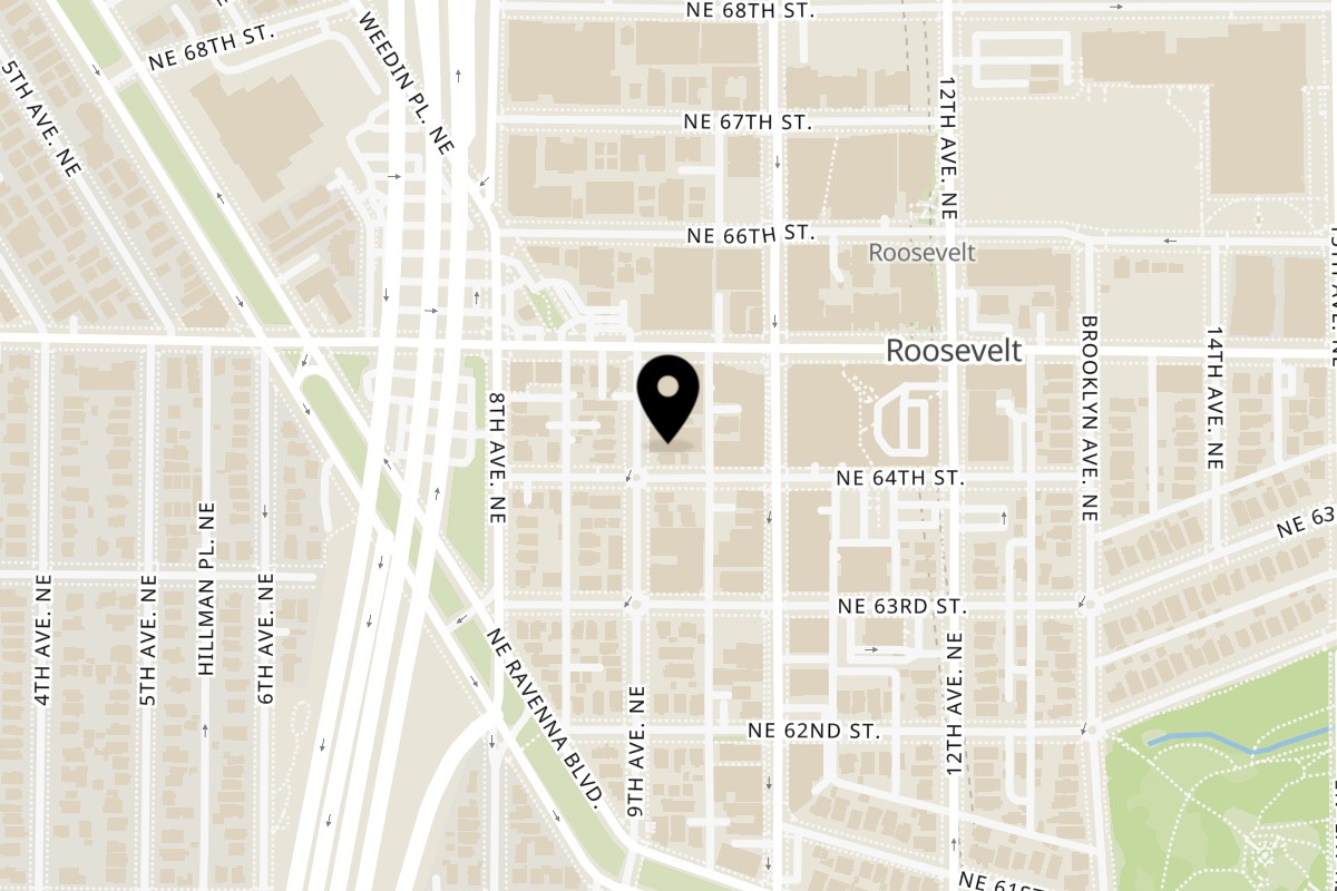 Map showing the location of Sunlight Cafe on 6404 9th Ave NE Suite 100 in Seattle
